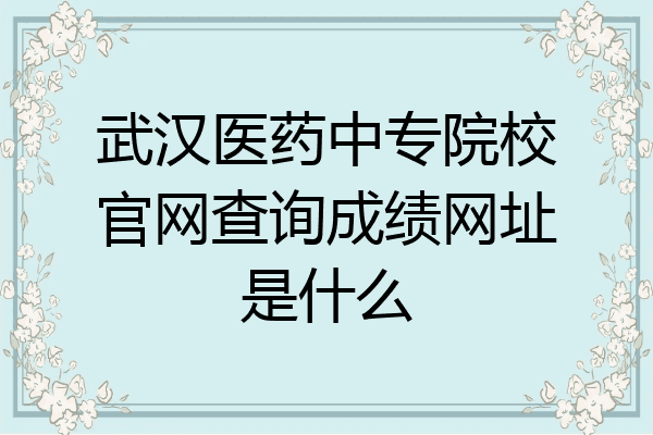 武汉医药中专院校官网查询成绩网址是什么