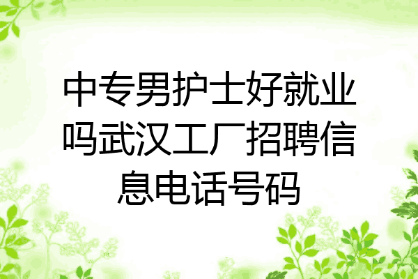 中专男护士好就业吗武汉工厂招聘信息电话号码