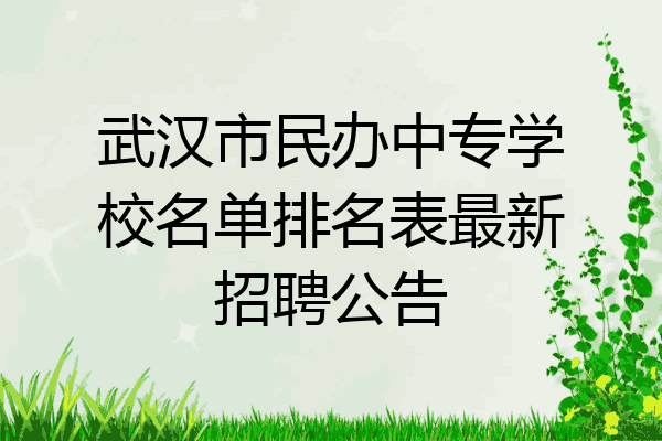 武汉市民办中专学校名单排名表最新招聘公告
