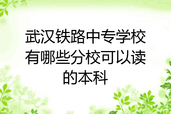 武汉铁路中专学校有哪些分校可以读的本科
