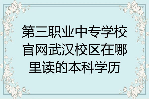 第三职业中专学校官网武汉校区在哪里读的本科学历