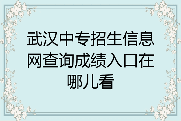 武汉中专招生信息网查询成绩入口在哪儿看