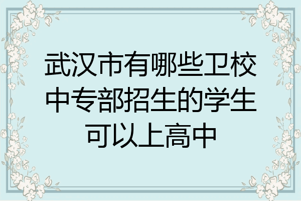 武汉市有哪些卫校中专部招生的学生可以上高中