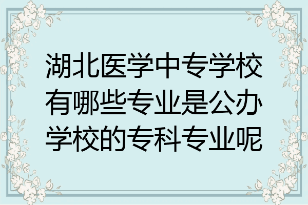 湖北医学中专学校有哪些专业是公办学校的专科专业呢
