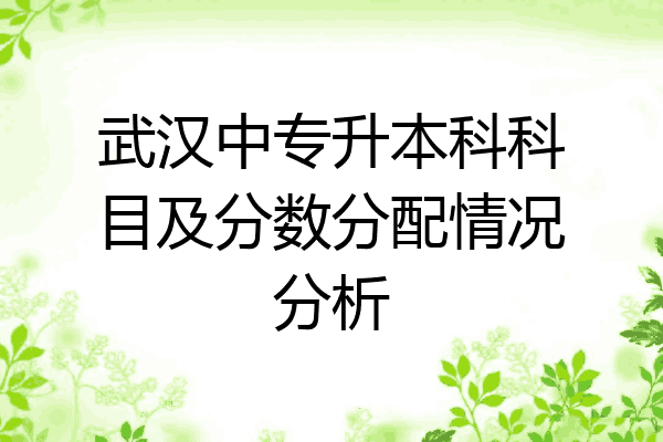 武汉中专升本科科目及分数分配情况分析