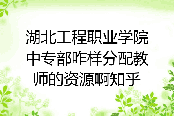 湖北工程职业学院中专部咋样分配教师的资源啊知乎