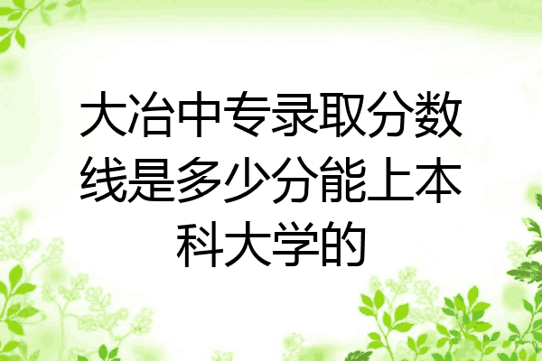 大冶中专录取分数线是多少分能上本科大学的