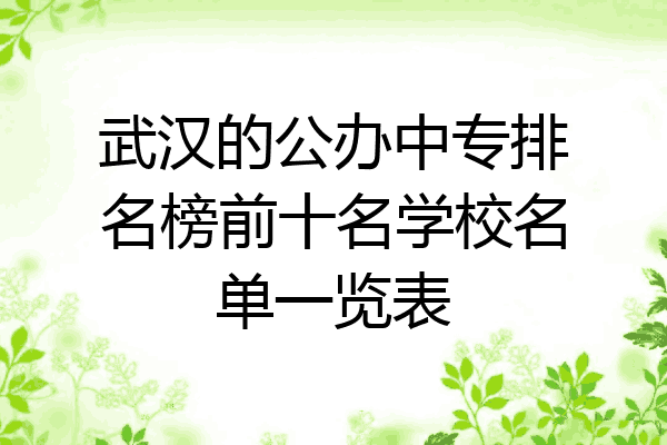 武汉的公办中专排名榜前十名学校名单一览表