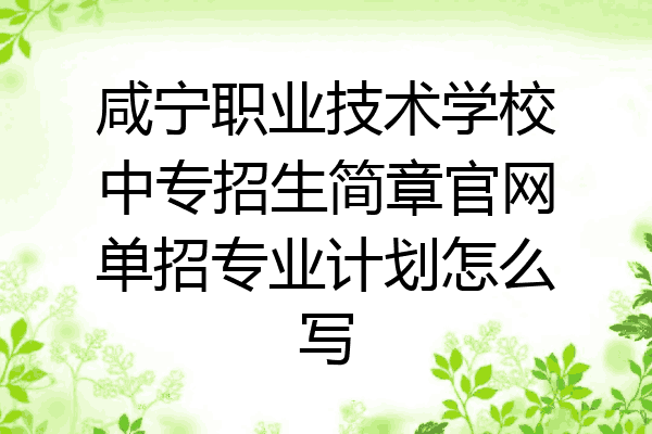 咸宁职业技术学校中专招生简章官网单招专业计划怎么写