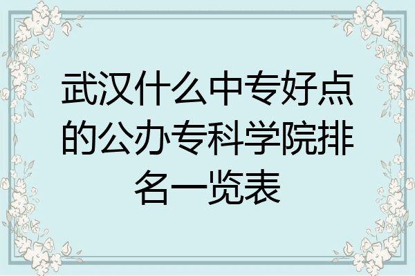 武汉什么中专好点的公办专科学院排名一览表