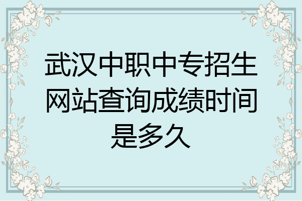 武汉中职中专招生网站查询成绩时间是多久