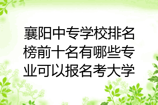襄阳中专学校排名榜前十名有哪些专业可以报名考大学