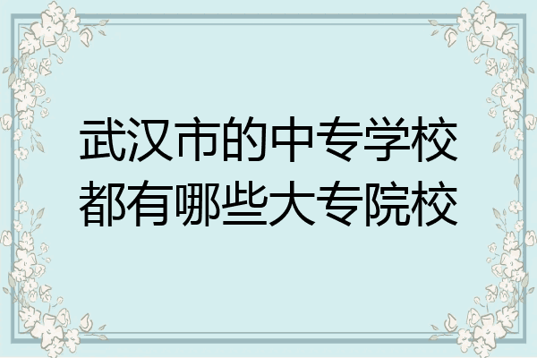 武汉市的中专学校都有哪些大专院校