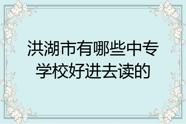 洪湖市有哪些中专学校好进去读的