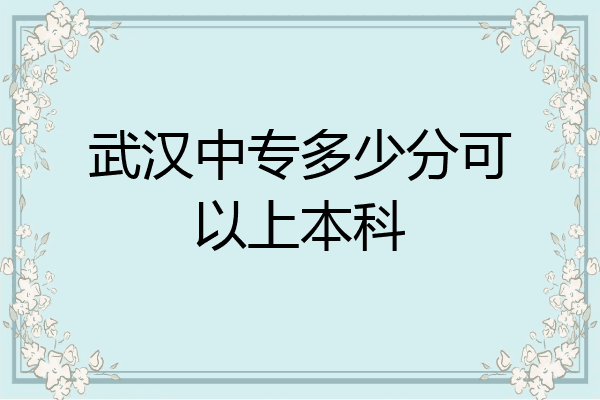 武汉中专多少分可以上本科