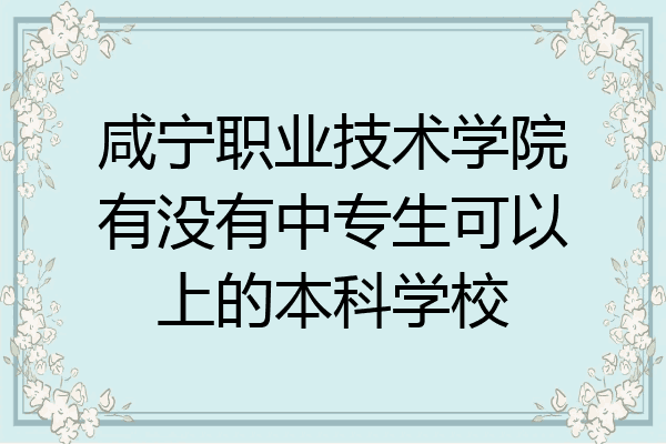 咸宁职业技术学院有没有中专生可以上的本科学校