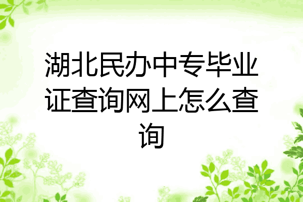 湖北民办中专毕业证查询网上怎么查询