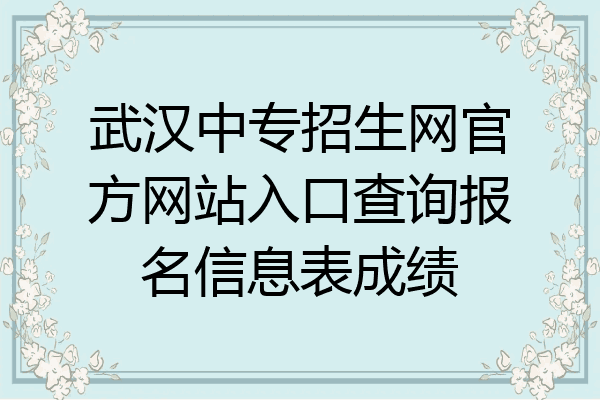 武汉中专招生网官方网站入口查询报名信息表成绩