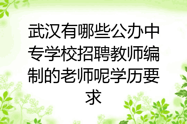 武汉有哪些公办中专学校招聘教师编制的老师呢学历要求
