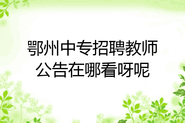 鄂州中专招聘教师公告在哪看呀呢