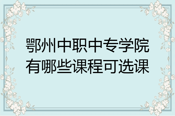 鄂州中职中专学院有哪些课程可选课