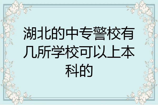 湖北的中专警校有几所学校可以上本科的