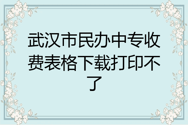 武汉市民办中专收费表格下载打印不了
