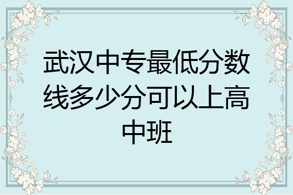 武汉中专最低分数线多少分可以上高中班