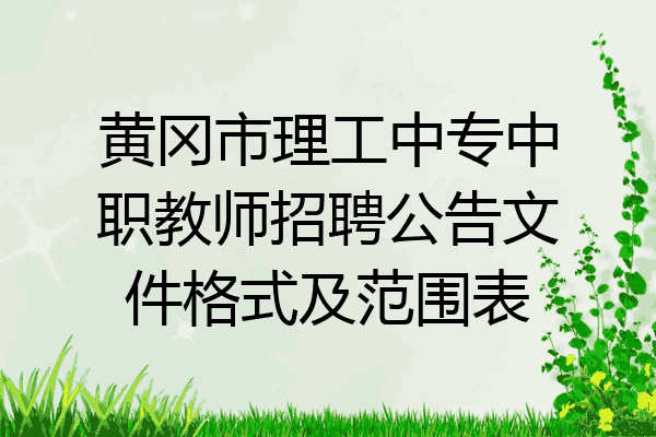 黄冈市理工中专中职教师招聘公告文件格式及范围表