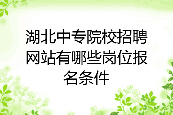 湖北中专院校招聘网站有哪些岗位报名条件