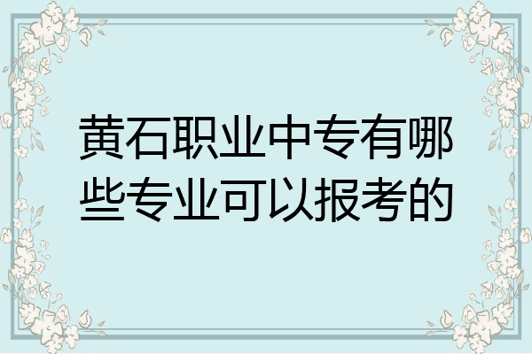 黄石职业中专有哪些专业可以报考的