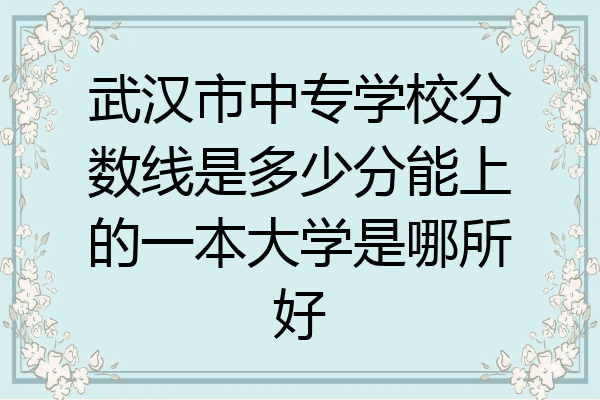 武汉市中专学校分数线是多少分能上的一本大学是哪所好