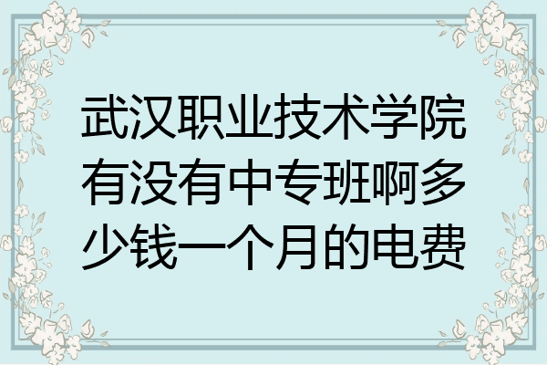 武汉职业技术学院有没有中专班啊多少钱一个月的电费