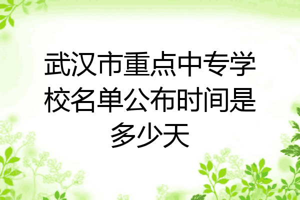 武汉市重点中专学校名单公布时间是多少天