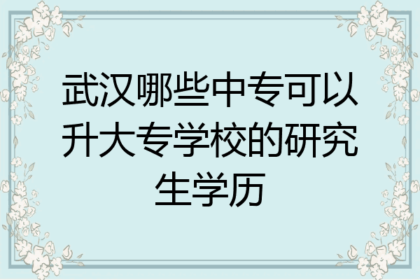 武汉哪些中专可以升大专学校的研究生学历