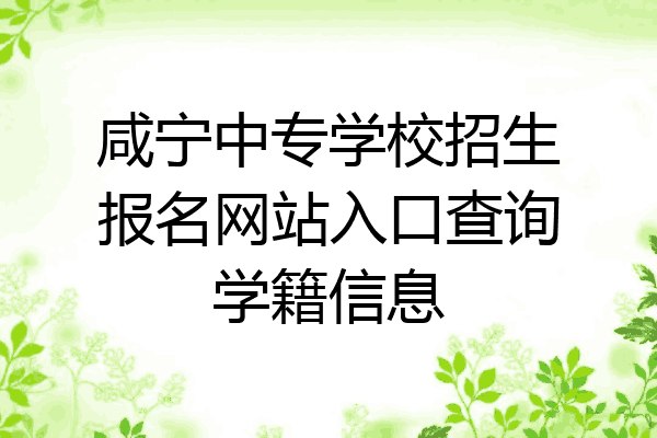 咸宁中专学校招生报名网站入口查询学籍信息