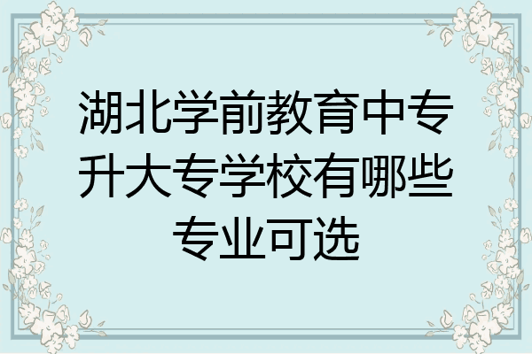 湖北学前教育中专升大专学校有哪些专业可选