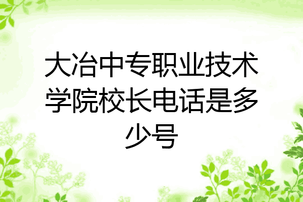 大冶中专职业技术学院校长电话是多少号