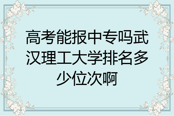 高考能报中专吗武汉理工大学排名多少位次啊