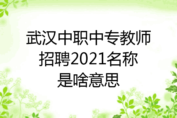 武汉中职中专教师招聘2021名称是啥意思