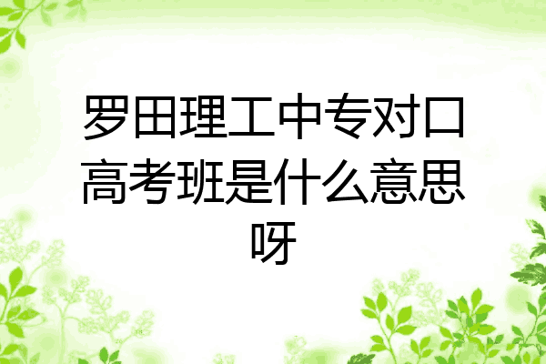 罗田理工中专对口高考班是什么意思呀