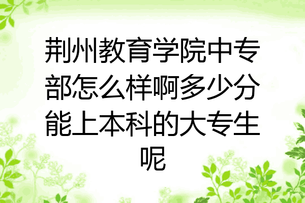 荆州教育学院中专部怎么样啊多少分能上本科的大专生呢