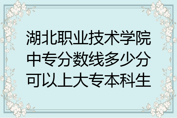 湖北职业技术学院中专分数线多少分可以上大专本科生