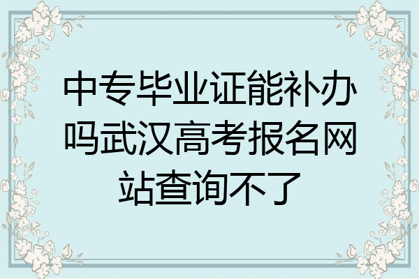 中专毕业证能补办吗武汉高考报名网站查询不了