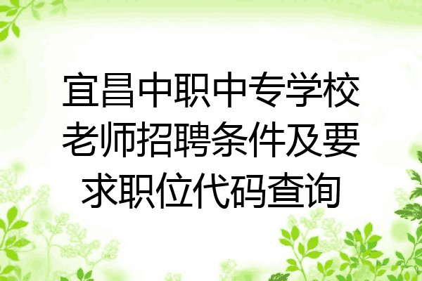 宜昌中职中专学校老师招聘条件及要求职位代码查询