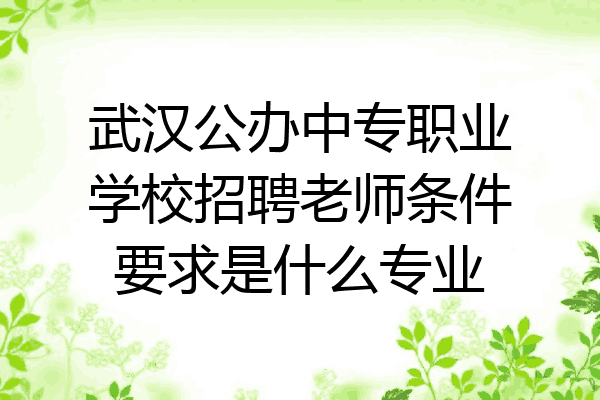 武汉公办中专职业学校招聘老师条件要求是什么专业