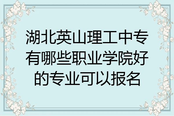 湖北英山理工中专有哪些职业学院好的专业可以报名