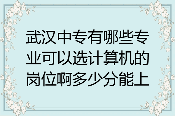 武汉中专有哪些专业可以选计算机的岗位啊多少分能上