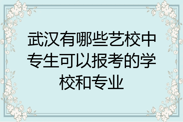 武汉有哪些艺校中专生可以报考的学校和专业