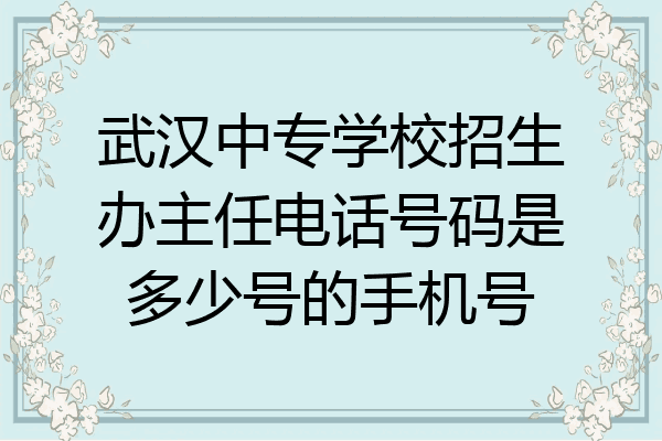 武汉中专学校招生办主任电话号码是多少号的手机号